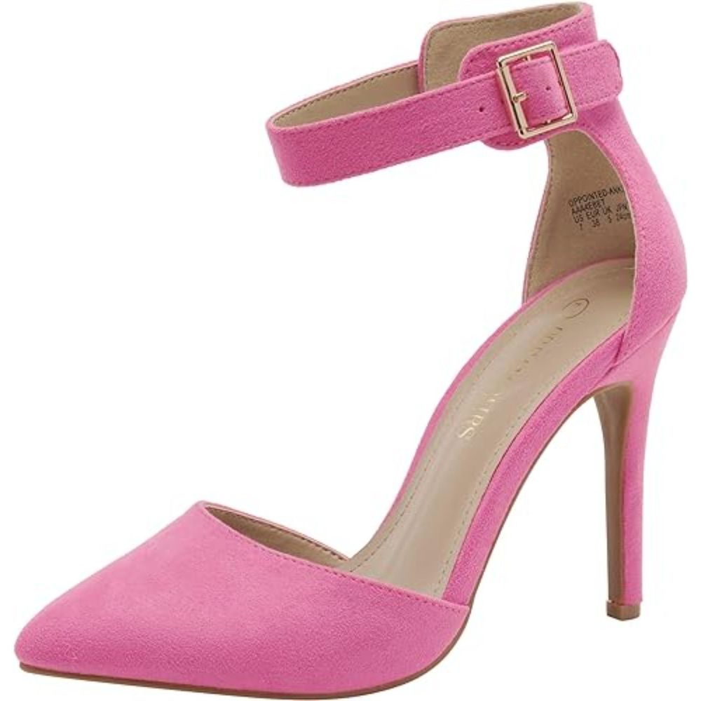 Women's Pointed Toe Ankle Strap D'Orsay Pink  High Heel Stiletto Pumps Shoes